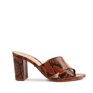 Schutz Renna Sandal size 7 / Wood Snake Multi / Snake Embossed Leather